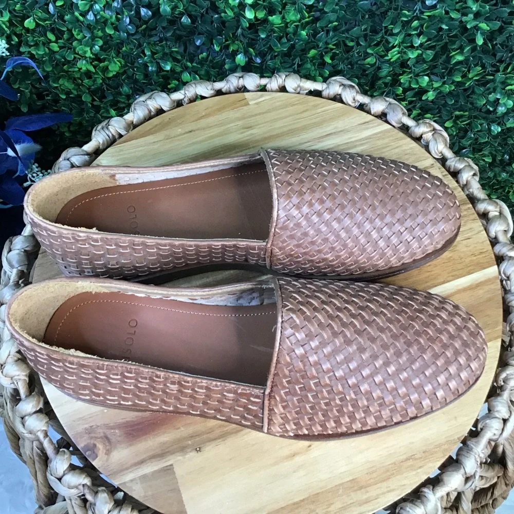 New in box mens‎ leather Nisolo Brown Woven Alejandro slip on new in box